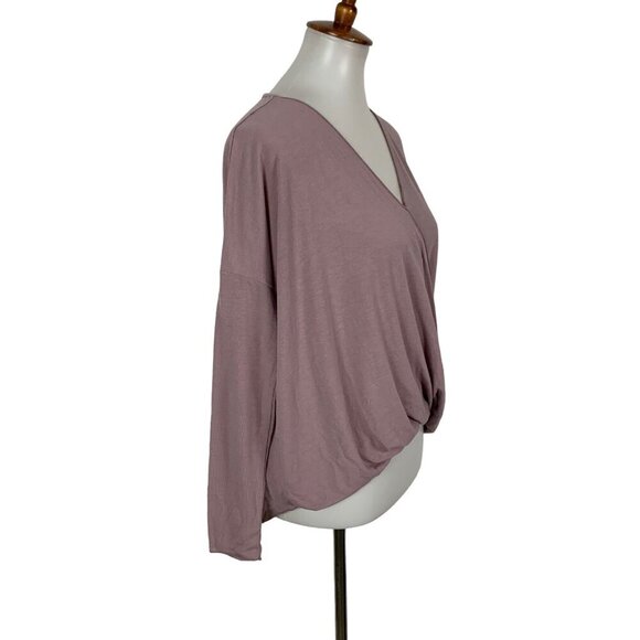 Altar’d State Small Pink Long Sleeve V Neck Stretchy Feminine Top - Picture 2 of 5